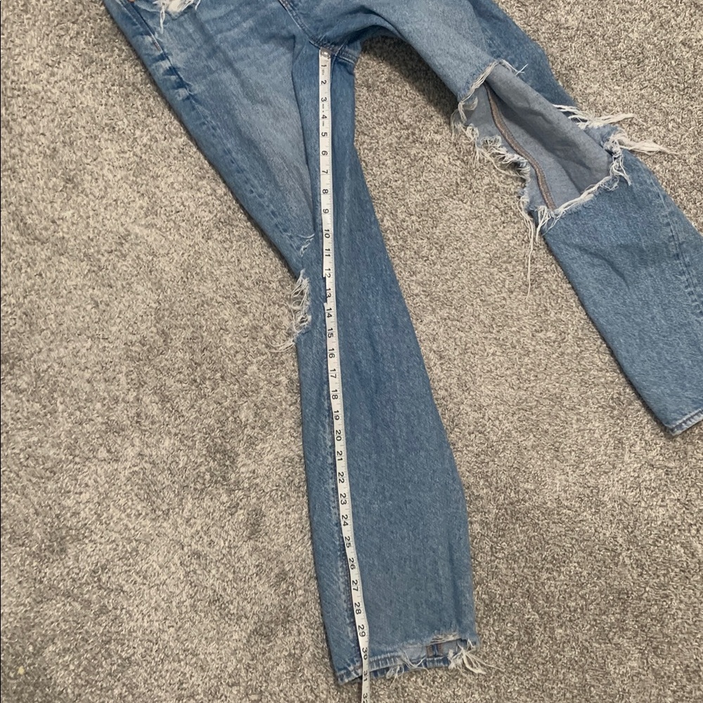 American Eagle Distressed Highest Rise Baggy Straight Jeans Size 6 Regular - Picture 8 of 12